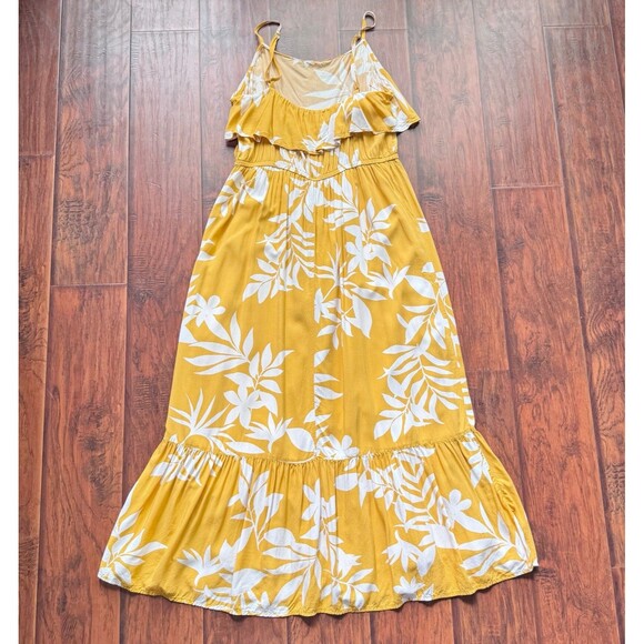 Old Navy Yellow Floral Maxi Dress Sz L Tiered‎ Ruffle Babydoll Flowy *tiny Flaw* - Picture 11 of 16